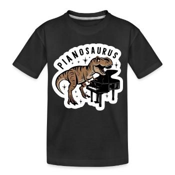 Pianosaurus Virtuoso Stegosaurus mit Frack Klavier - Kinder Premium Bio T-Shirt - Schwarz - Vorne