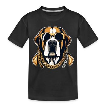 Bernhardiner Gangsta Gangster Hund Geschenk - Kinder Premium Bio T-Shirt - Schwarz - Vorne
