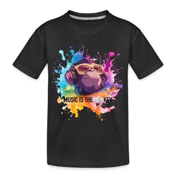 Musik ist der Monkey Wortwitz - Kinder Premium Bio T-Shirt - Schwarz - Vorne