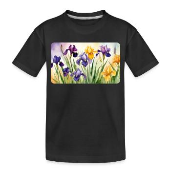 Iris Romantiques - Aquarelles - T-shirt bio Premium Enfant - noir - Devant