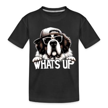 Bernhardiner Hund Was geht ab Geschenk - Kinder Premium Bio T-Shirt - Schwarz - Vorne