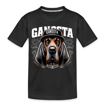 Bloodhound Gangsta Gangster Hund Geschenk - Kinder Premium Bio T-Shirt - Schwarz - Vorne