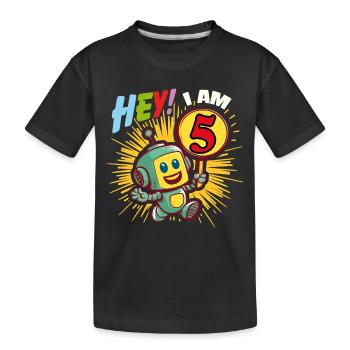 Petit robot de cinq ans Bonjour, j’ai 5 ans - T-shirt bio Premium Enfant - noir - Devant
