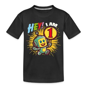 Un an petit robot bonjour j’ai 1 an - T-shirt bio Premium Enfant - noir - Devant