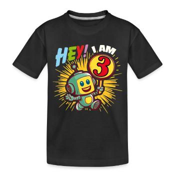 Petit robot de trois ans Bonjour j’ai 3 ans - T-shirt bio Premium Enfant - noir - Devant