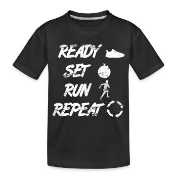 Ready Set Run Repeat - Kinder Premium Bio T-Shirt - Schwarz - Vorne