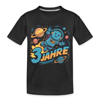 3 Jahre Kleiner Roboter als Astronaut im Weltraum - Kinder Premium Bio T-Shirt - Schwarz - Vorne