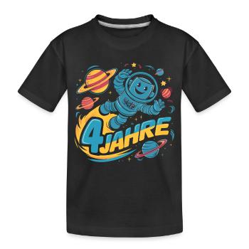 4 Jahre Kleiner Roboter Astronaut im Weltraum - Kinder Premium Bio T-Shirt - Schwarz - Vorne