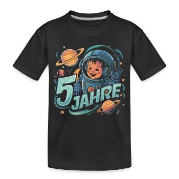 5 Jahre Kleiner Astronaut im Weltraum und Sterne - Kinder Premium Bio T-Shirt - Schwarz - Vorne