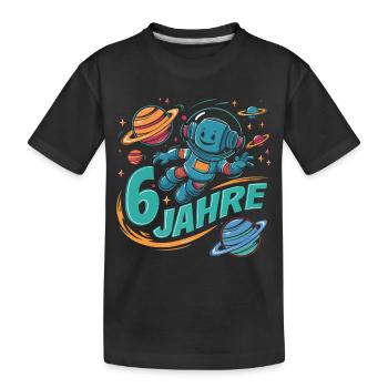 6 Jahre Kleiner Roboter als Astronaut im Weltraum - Kinder Premium Bio T-Shirt - Schwarz - Vorne