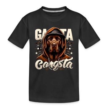 Brauner Labrador Gangster Leben Hund Geschenk - Kinder Premium Bio T-Shirt - Schwarz - Vorne