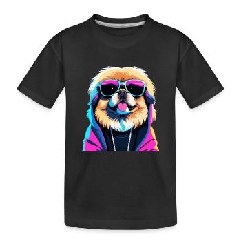 Pekingese Gangster Next Level Löwenhund Hund Gesch - Kinder Premium Bio T-Shirt - Schwarz - Vorne