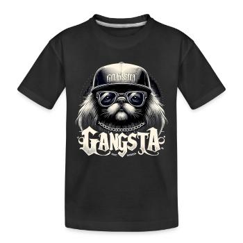 Pekingese Gangsta Gangster Löwenhund Hund Geschenk - Kinder Premium Bio T-Shirt - Schwarz - Vorne