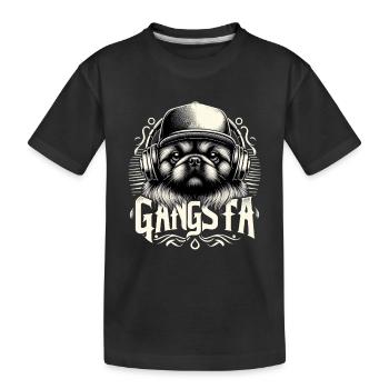 Pekingese Gangsta Gangster Löwenhund Hund Geschenk - Kinder Premium Bio T-Shirt - Schwarz - Vorne