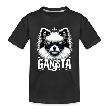 Kleinspitz Spitz Gangsta Gangster Hund Geschenk - Kinder Premium Bio T-Shirt - Schwarz - Vorne