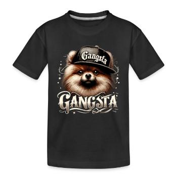 Kleinspitz Spitz Gangsta Gangster Hund Geschenk - Kinder Premium Bio T-Shirt - Schwarz - Vorne