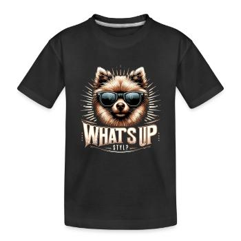 Kleinspitz Spitz What's Up Gangsta Dog Gift - Kids' Premium Organic T-Shirt - black - Front