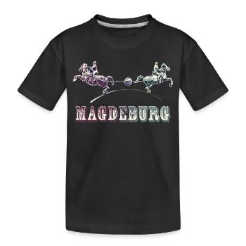 Magdeburg | Otto von Guerickes Halbkugelexperiment - Kinder Premium Bio T-Shirt - Schwarz - Vorne