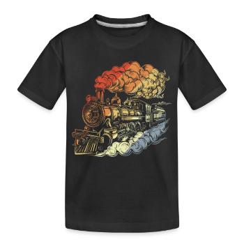 Locomotive à vapeur rétro - T-shirt bio Premium Enfant - noir - Devant