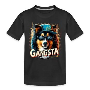 Collie Gangsta Gangster Hund Geschenk - Kinder Premium Bio T-Shirt - Schwarz - Vorne