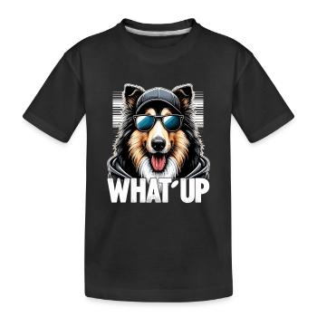Collie What's Up Gangsta Gangster Dog Gift - Kids' Premium Organic T-Shirt - black - Front