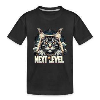 Maine Coon Katze Next Level Geschenk - Kinder Premium Bio T-Shirt - Schwarz - Vorne