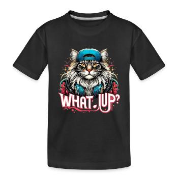 Maine Coon Cat Cool What's Up Gangster Gift - Kids' Premium Organic T-Shirt - black - Front