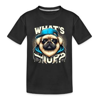 Pekingese Was geht ab Löwenhund Hund Geschenk - Kinder Premium Bio T-Shirt - Schwarz - Vorne