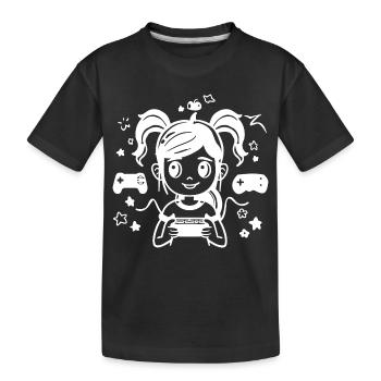 Dessin animé de fille de jeu - T-shirt bio Premium Enfant - noir - Devant