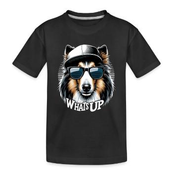 Collie What's Up Gangsta Gangster Dog Gift - Kids' Premium Organic T-Shirt - black - Front