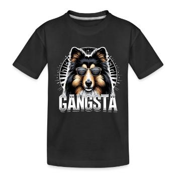 Collie Gangsta Gangster Hund Geschenk - Kinder Premium Bio T-Shirt - Schwarz - Vorne