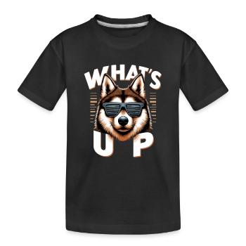 Laika What's Up Gangsta Dog Gift - Kids' Premium Organic T-Shirt - black - Front