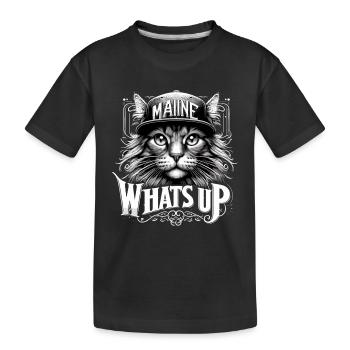 Maine Coon Katze cool Was geht Hip Hop Geschenk - Kinder Premium Bio T-Shirt - Schwarz - Vorne