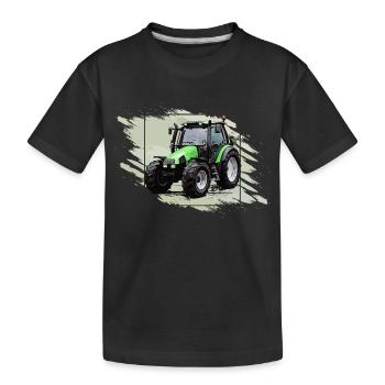 Kleiner grüner Traktor - Kinder Premium Bio T-Shirt - Schwarz - Vorne