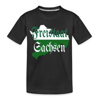 Freistaat Sachsen grün weiß - Kinder Premium Bio T-Shirt - Schwarz - Vorne