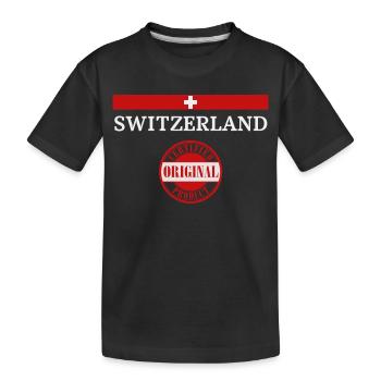 Schweizer Flagge - Kinder Premium Bio T-Shirt - Schwarz - Vorne