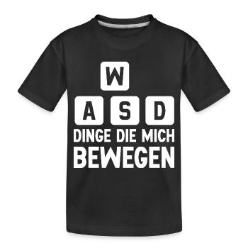 WASD - Dinge die mich bewegen - Kinder Premium Bio T-Shirt - Schwarz - Vorne