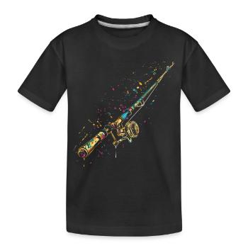 Angelrute Graffiti - Kinder Premium Bio T-Shirt - Schwarz - Vorne