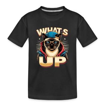 Siamese Cat Whats Up Design - Kids' Premium Organic T-Shirt - black - Front