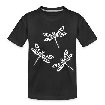Trio of White Dragonflies - Kids' Premium Organic T-Shirt - black - Front