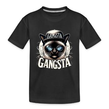 Siam Katze Siamkatze Gangsta Sonnenbrille Geschenk - Kinder Premium Bio T-Shirt - Schwarz - Vorne