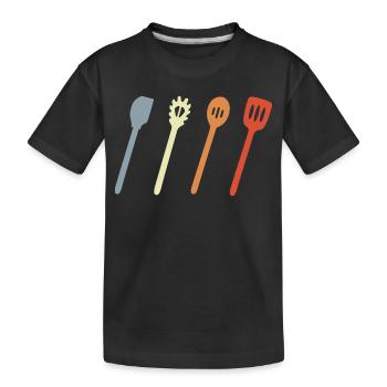 Cooking spoon sketch - Kids' Premium Organic T-Shirt - black - Front