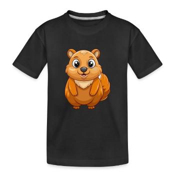 Murmeltier Niedliche Maskottchen Zeichentrickfigur Kawaii - Kinder Premium Bio T-Shirt - Schwarz - Vorne