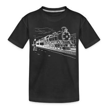 Train Lover Drawing - Kids' Premium Organic T-Shirt - black - Front