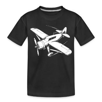 Propellerflugzeug Zeichnung - Kinder Premium Bio T-Shirt - Schwarz - Vorne