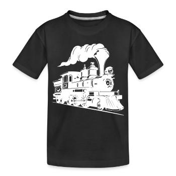 Dampflokomotive Grafik - Kinder Premium Bio T-Shirt - Schwarz - Vorne