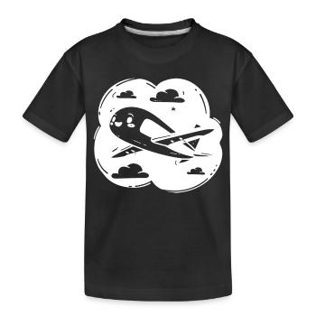 Propellerflugzeug Zeichnung - Kinder Premium Bio T-Shirt - Schwarz - Vorne