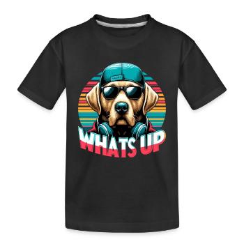 Dudley Labrador What's Up Cool Dog Gift - Kids' Premium Organic T-Shirt - black - Front