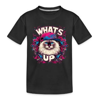 Was geht ab Heilige Birma Katze Birmakatze - Kinder Premium Bio T-Shirt - Schwarz - Vorne
