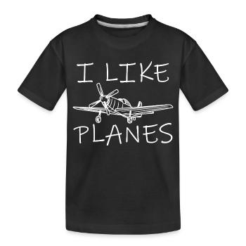 J’aime les avions - T-shirt bio Premium Enfant - noir - Devant